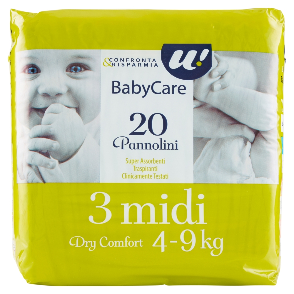 20 PANNOLINI BABY CARE MIDI DRY COMFORT 4-9 KG U! Confronta & Risparmia